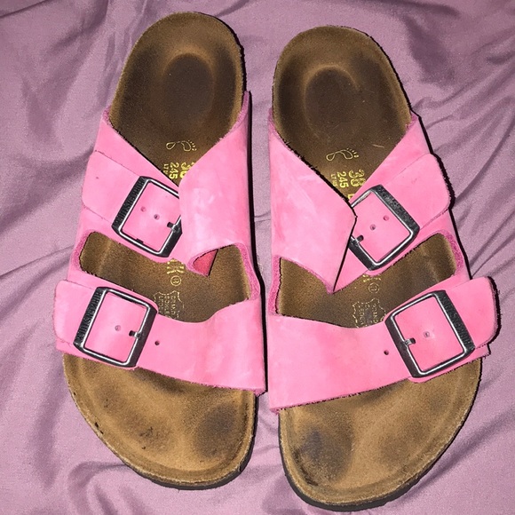 Birkenstock Shoes - Pink Arizona Suede Birkenstocks